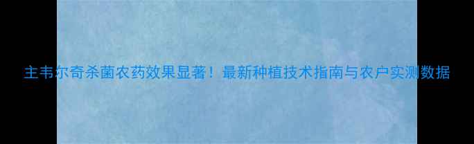 图片 主韦尔奇杀菌农药效果显著！最新种植技术指南与农户实测数据