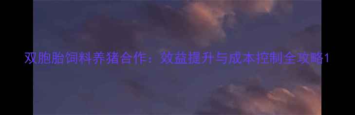 图片 双胞胎饲料养猪合作：效益提升与成本控制全攻略1