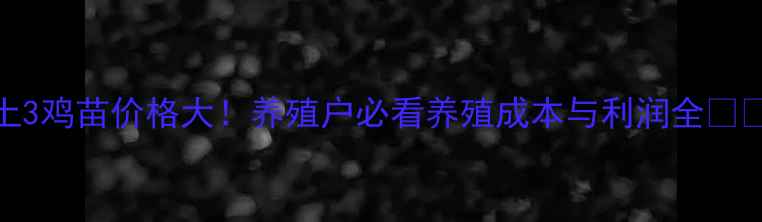 图片 土3鸡苗价格大！养殖户必看养殖成本与利润全🐔🌾