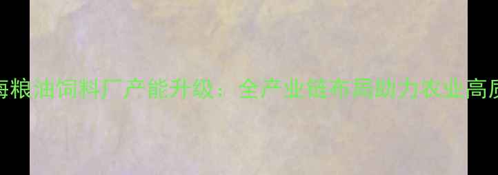 图片 日照黄海粮油饲料厂产能升级：全产业链布局助力农业高质量发展