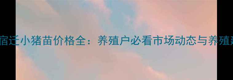 图片 江苏宿迁小猪苗价格全：养殖户必看市场动态与养殖建议1