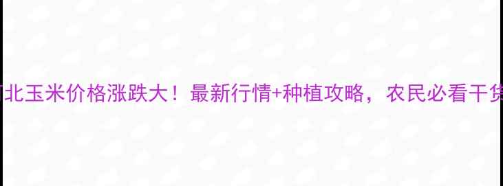 图片 河北玉米价格涨跌大！最新行情+种植攻略，农民必看干货1
