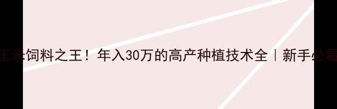 图片 玉米饲料之王！年入30万的高产种植技术全｜新手必看