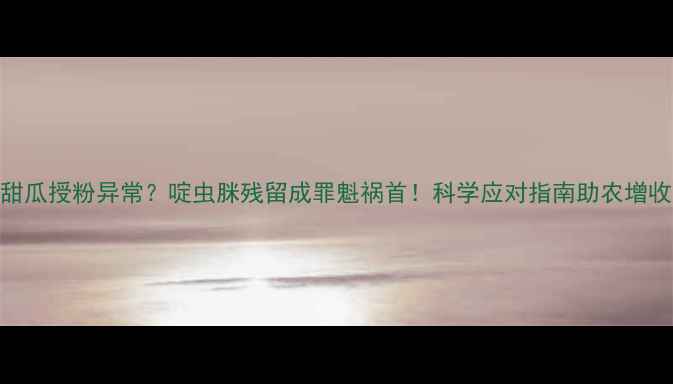 图片 甜瓜授粉异常？啶虫脒残留成罪魁祸首！科学应对指南助农增收