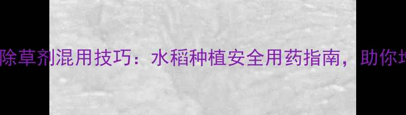 图片 稻瘟灵与除草剂混用技巧：水稻种植安全用药指南，助你增产增收1