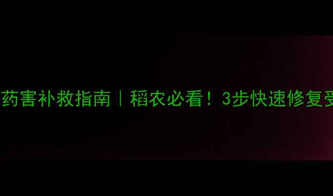 图片 稻翠农药药害补救指南｜稻农必看！3步快速修复受损稻苗1