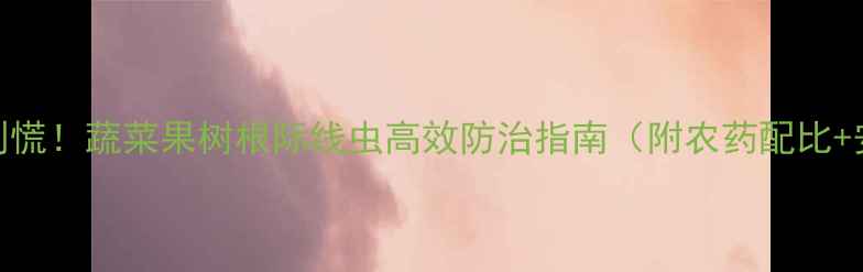 图片 线虫爆发别慌！蔬菜果树根际线虫高效防治指南（附农药配比+安全操作）