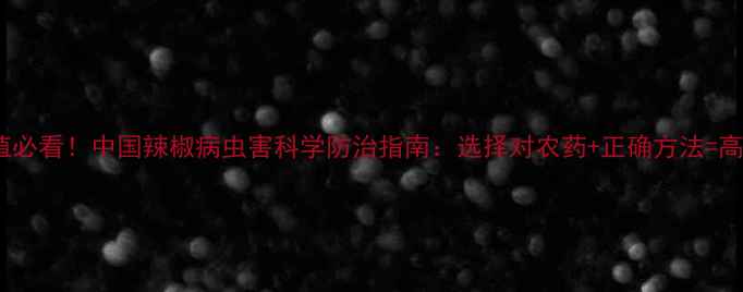 图片 辣椒种植必看！中国辣椒病虫害科学防治指南：选择对农药+正确方法=高产增收1