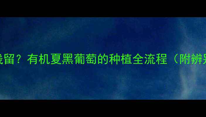 图片 零农药残留？有机夏黑葡萄的种植全流程（附辨别指南）