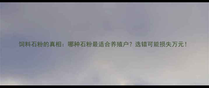 图片 饲料石粉的真相：哪种石粉最适合养殖户？选错可能损失万元！