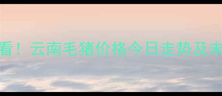 图片 🌟养殖户必看！云南毛猪价格今日走势及未来预测🐷💰