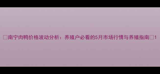 图片 🌟南宁肉鸭价格波动分析：养殖户必看的5月市场行情与养殖指南🌟1
