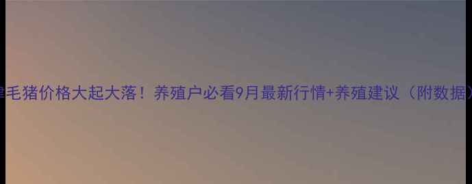 图片 🌟天津毛猪价格大起大落！养殖户必看9月最新行情+养殖建议（附数据）🐷📊