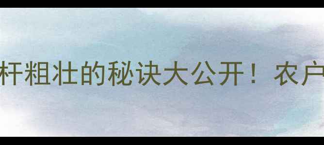 图片 🌱农药推荐｜茎杆粗壮的秘诀大公开！农户必看种植指南💪