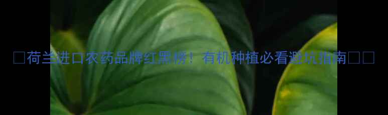 图片 🌱荷兰进口农药品牌红黑榜！有机种植必看避坑指南💪🌱