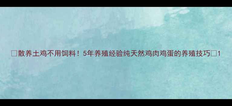 图片 🌾散养土鸡不用饲料！5年养殖经验纯天然鸡肉鸡蛋的养殖技巧🐔1