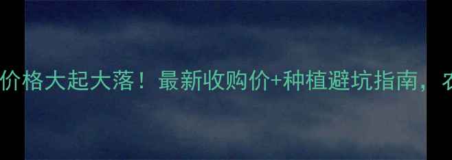 图片 🌾江苏小麦价格大起大落！最新收购价+种植避坑指南，农民必存📌1