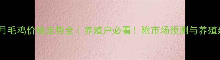 图片 📊1月毛鸡价格走势全｜养殖户必看！附市场预测与养殖建议