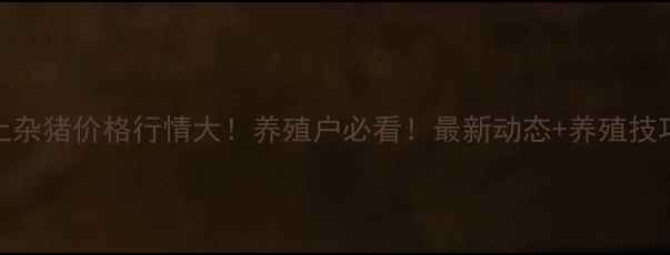 图片 🔥河南土杂猪价格行情大！养殖户必看！最新动态+养殖技巧全🐷💰