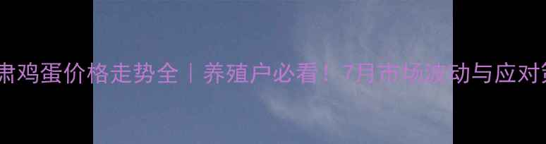 图片 🔥甘肃鸡蛋价格走势全｜养殖户必看！7月市场波动与应对策略1