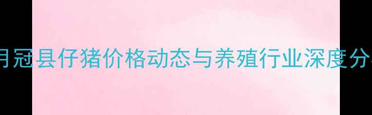 图片 9月冠县仔猪价格动态与养殖行业深度分析