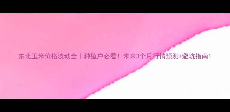 图片 东北玉米价格波动全｜种植户必看！未来3个月行情预测+避坑指南1