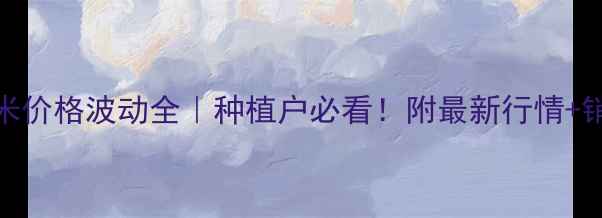 图片 云南玉米价格波动全｜种植户必看！附最新行情+销售攻略