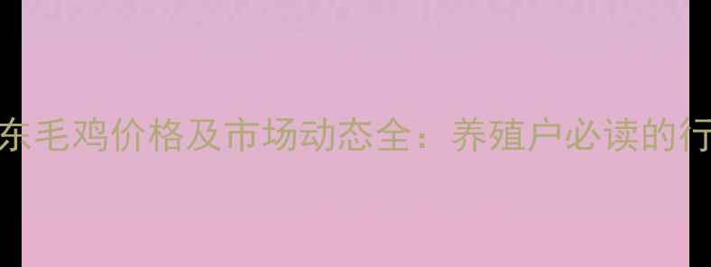 图片 今日广东毛鸡价格及市场动态全：养殖户必读的行情指南
