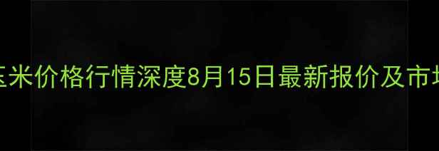 图片 呼和浩特玉米价格行情深度8月15日最新报价及市场趋势报告