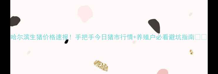 图片 哈尔滨生猪价格速报！手把手今日猪市行情+养殖户必看避坑指南🐷💰