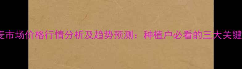 图片 大麦市场价格行情分析及趋势预测：种植户必看的三大关键点1