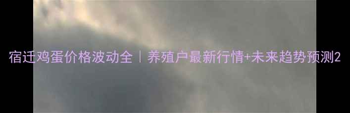 图片 宿迁鸡蛋价格波动全｜养殖户最新行情+未来趋势预测2