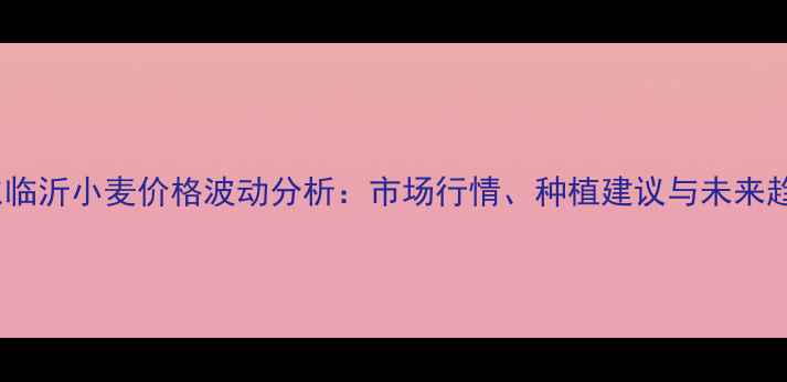 图片 山东临沂小麦价格波动分析：市场行情、种植建议与未来趋势1