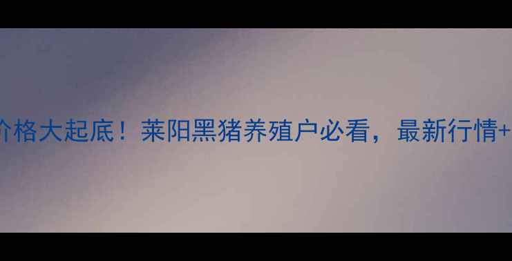 图片 山东青岛猪价格大起底！莱阳黑猪养殖户必看，最新行情+养殖成本全1