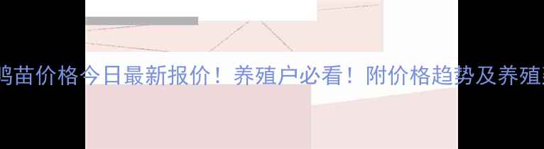 图片 山东鸭苗价格今日最新报价！养殖户必看！附价格趋势及养殖建议1