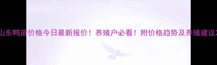 图片 山东鸭苗价格今日最新报价！养殖户必看！附价格趋势及养殖建议2