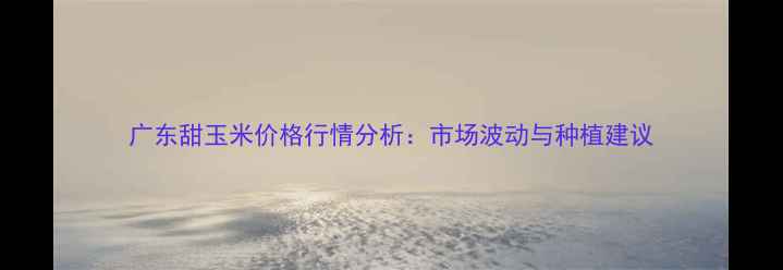 图片 广东甜玉米价格行情分析：市场波动与种植建议