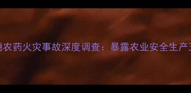 图片 广西金穗农药火灾事故深度调查：暴露农业安全生产五大隐患