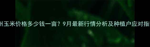 图片 徐州玉米价格多少钱一亩？9月最新行情分析及种植户应对指南2