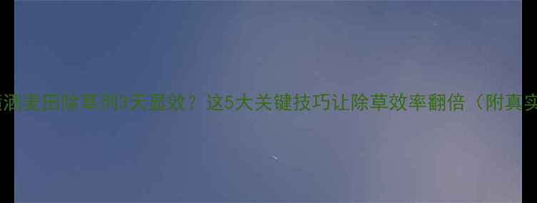 图片 无人机喷洒麦田除草剂3天显效？这5大关键技巧让除草效率翻倍（附真实案例）2