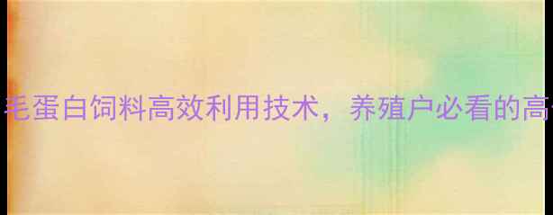图片 最新研究：羽毛蛋白饲料高效利用技术，养殖户必看的高价值替代方案