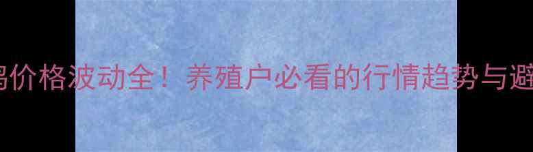 图片 最新蛋鸭价格波动全！养殖户必看的行情趋势与避坑指南2