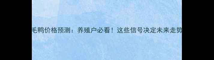 图片 毛鸭价格预测：养殖户必看！这些信号决定未来走势