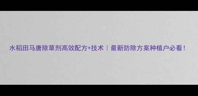 图片 水稻田马唐除草剂高效配方+技术｜最新防除方案种植户必看！