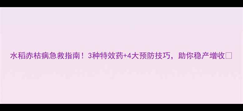 图片 水稻赤枯病急救指南！3种特效药+4大预防技巧，助你稳产增收🌾