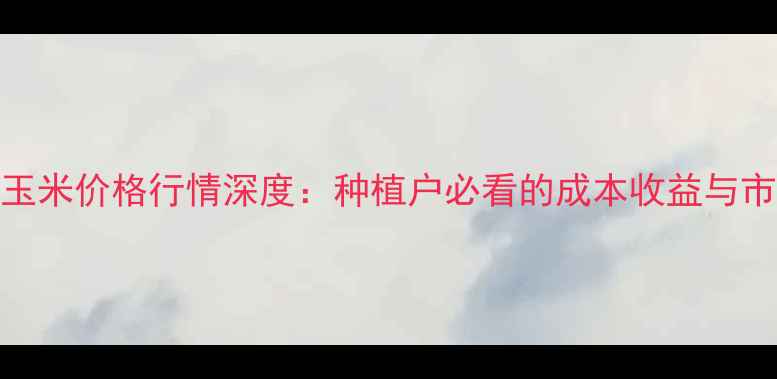图片 河南新玉米价格行情深度：种植户必看的成本收益与市场趋势