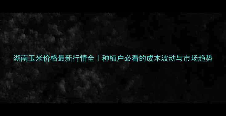 图片 湖南玉米价格最新行情全｜种植户必看的成本波动与市场趋势