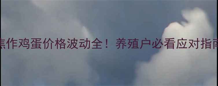 图片 焦作鸡蛋价格波动全！养殖户必看应对指南