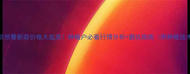 图片 爆款预警新蒜价格大起底！种植户必看行情分析+避坑指南（附种植技术）