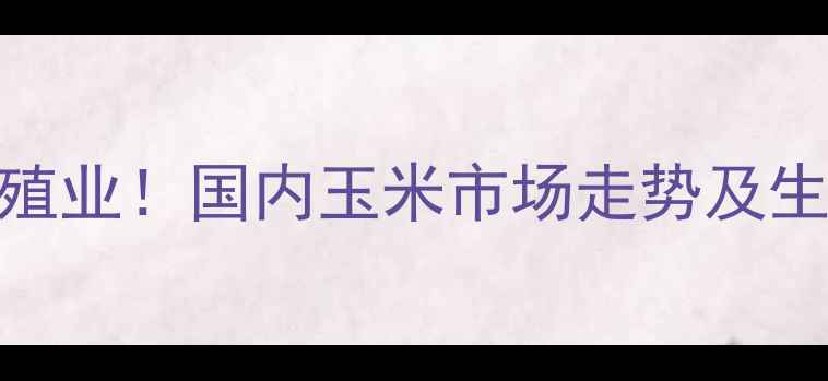图片 玉米价格暴跌冲击养殖业！国内玉米市场走势及生猪养殖应对策略深度